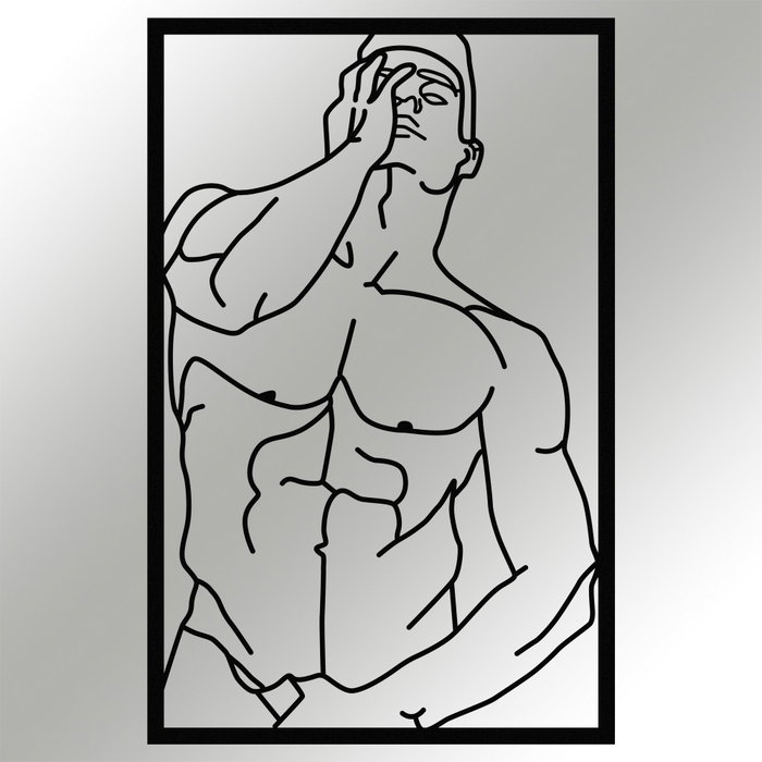 Wallity Muscle Male Posture Escultura de Pared en Negro